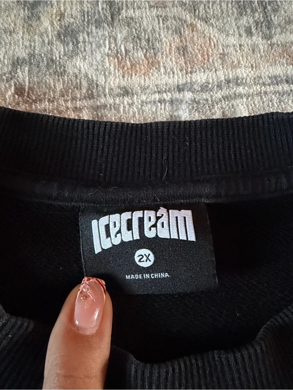 Icecream Black Crewneck with Multicolor Ice Cream Graphic
